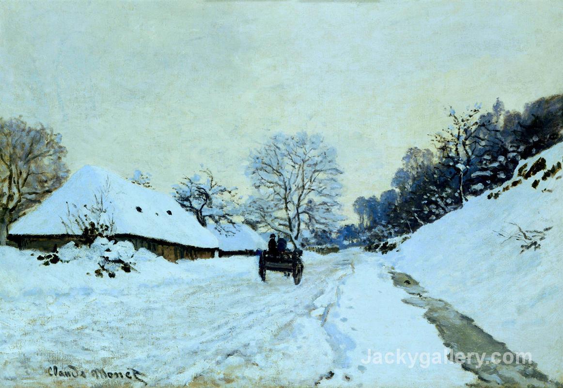 Cart on the Snow Covered Road with Saint-Simeon Farm by Claude Monet paintings reproduction